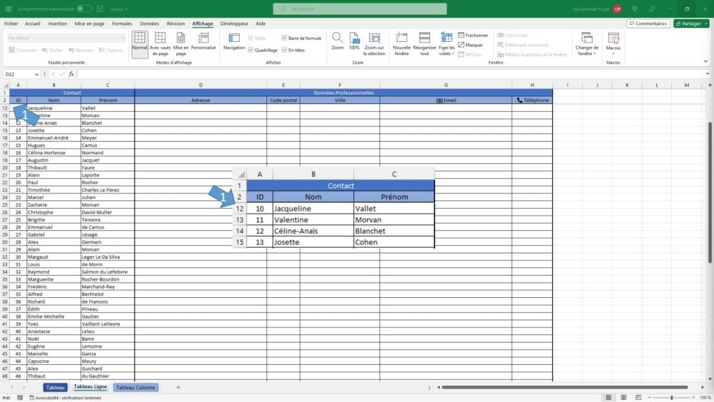 Figer les volets (lignes et colonnes) dans Excel - Slide 2