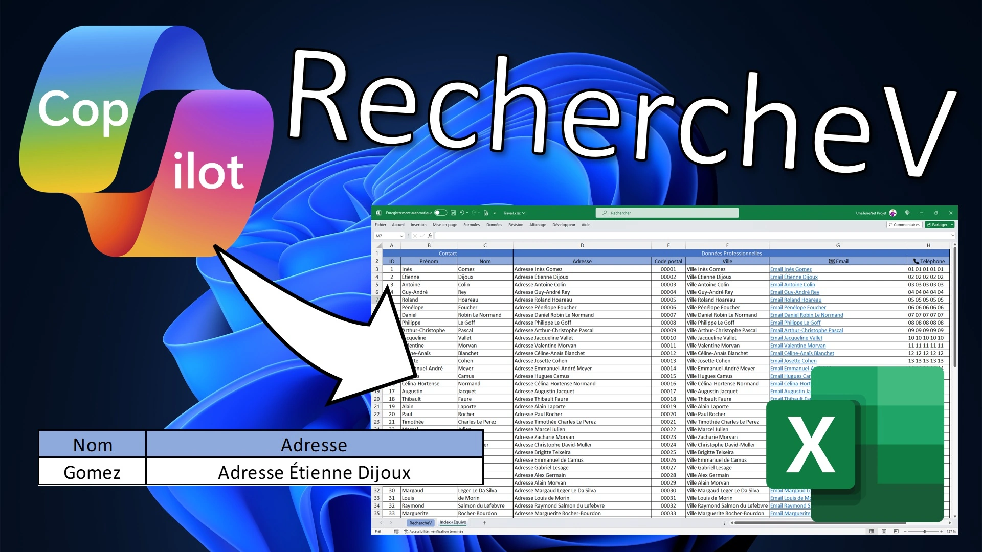 Copilot me donne la formule RechercheV - Miniature